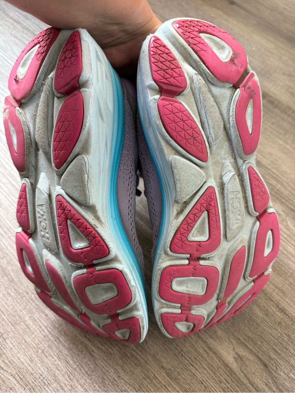 Hoka Women’s Lavender and Aqua Athletic Running Shoes - Picture 8 of 9